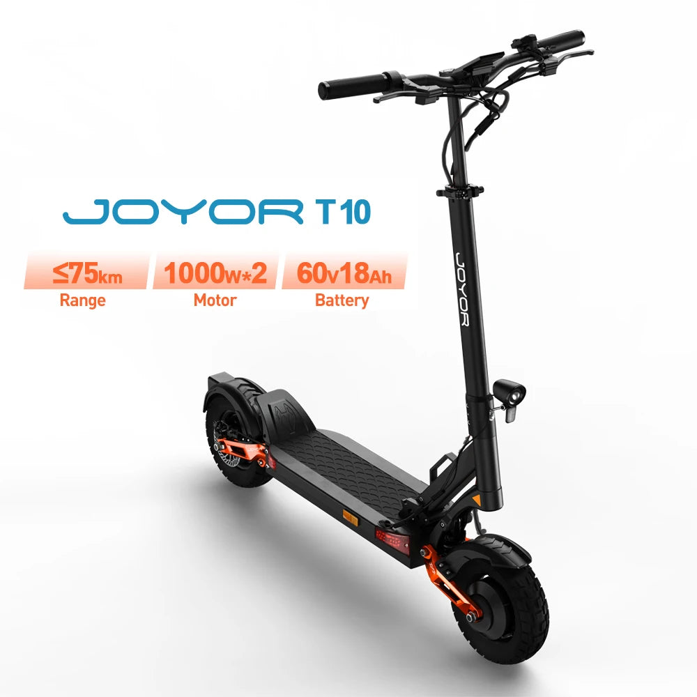 JOYOR T10 Folding Electric Scooter, Dual 1000W Motor, 10 inch Off-road Adults E-scooter with 60V 18Ah Battery
