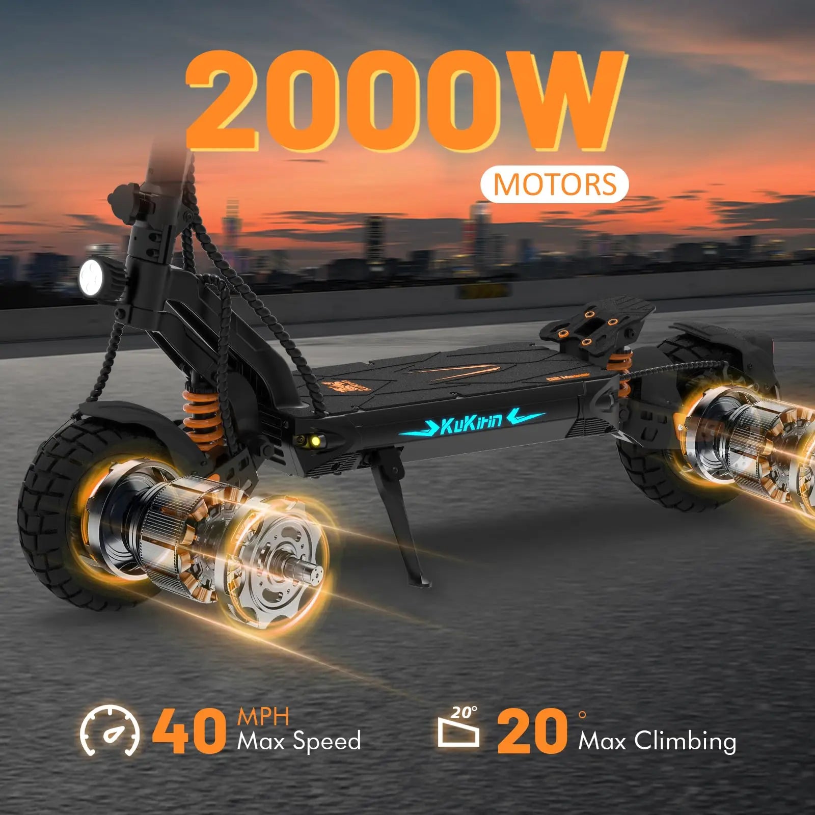 Kukirin G2 Master Electric Scooter for Adult 1000W*2 Dual Motor 52V20.8Ah Battery 70KM 10‘’ Folding City Off-Road E-Scooter