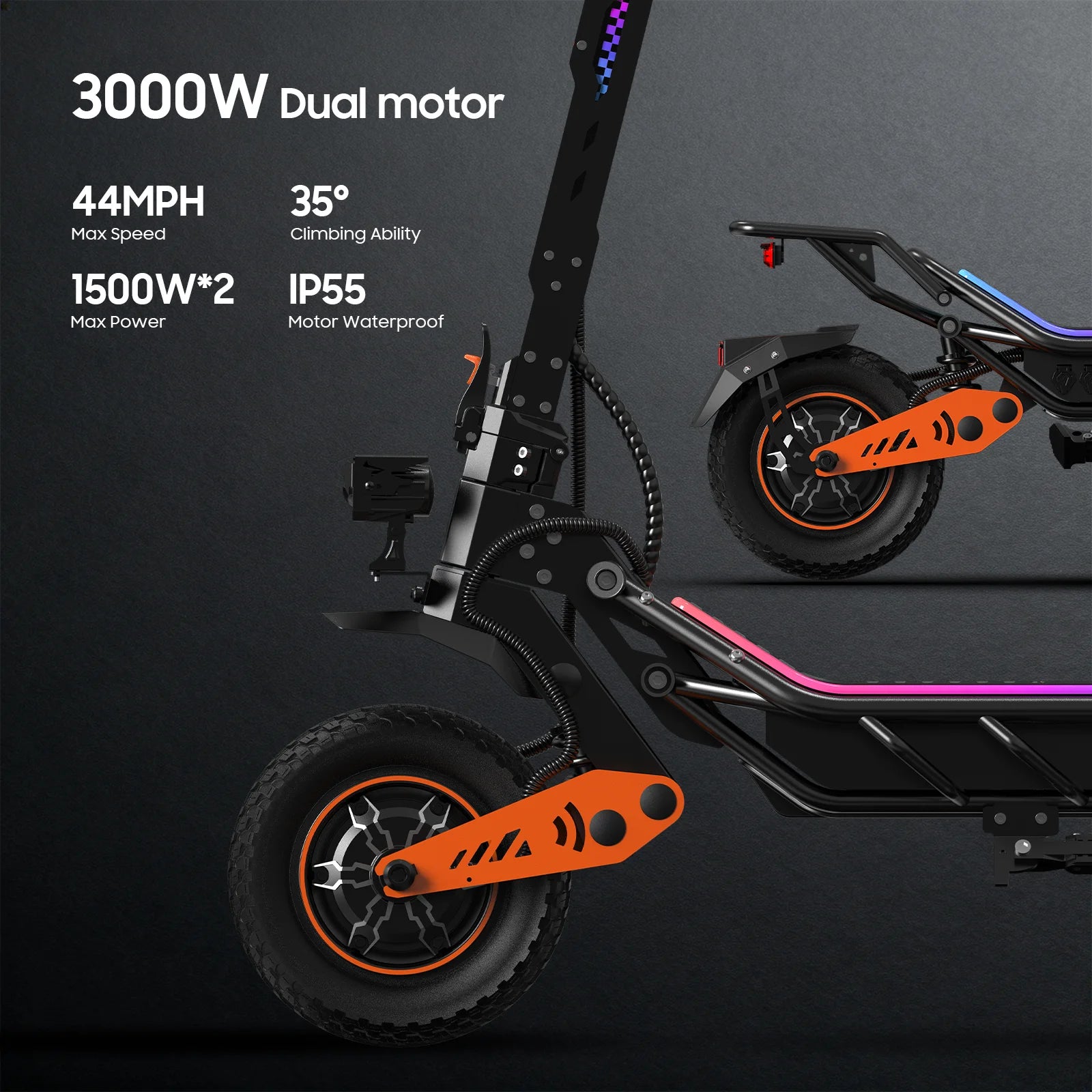 TOFUN TF7 Ultra Electric Scooter 60V 23.4Ah Max Speed 70km/h 75km Range 12'' Tire Dual Shock Absorbing Folding EScooter Adults