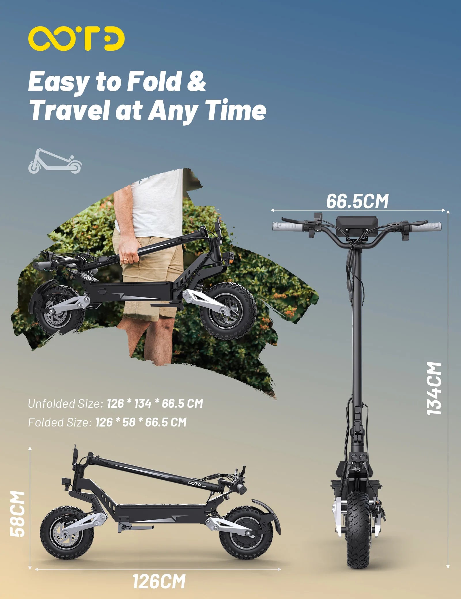 OOTD T10 900W Peak Motor E-Scooter 48V18Ah Battery Front and Rear Disc Brakes Electric Scooter 11-inch tires Scooters Electric