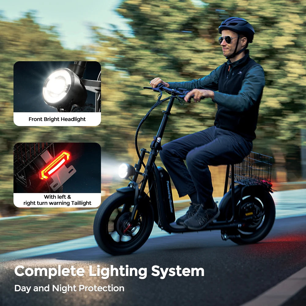 iScooter F7 48V 1000W E-Scooter 45km/h 72km Range App Control 16" All-Terrain Tires Foldable Rear Basket Perfect Grocery Helper