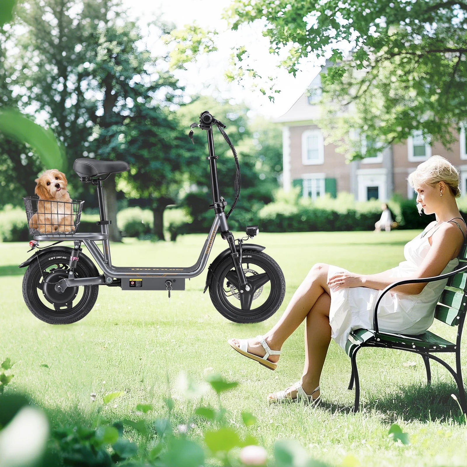 K14 Electric Scooter 500W Peak Motor, 14'' Tires,36V 15.6Ah Battery,32km/h Max Speed,50-60km Range,350W Rated Motor, Disc Brakes