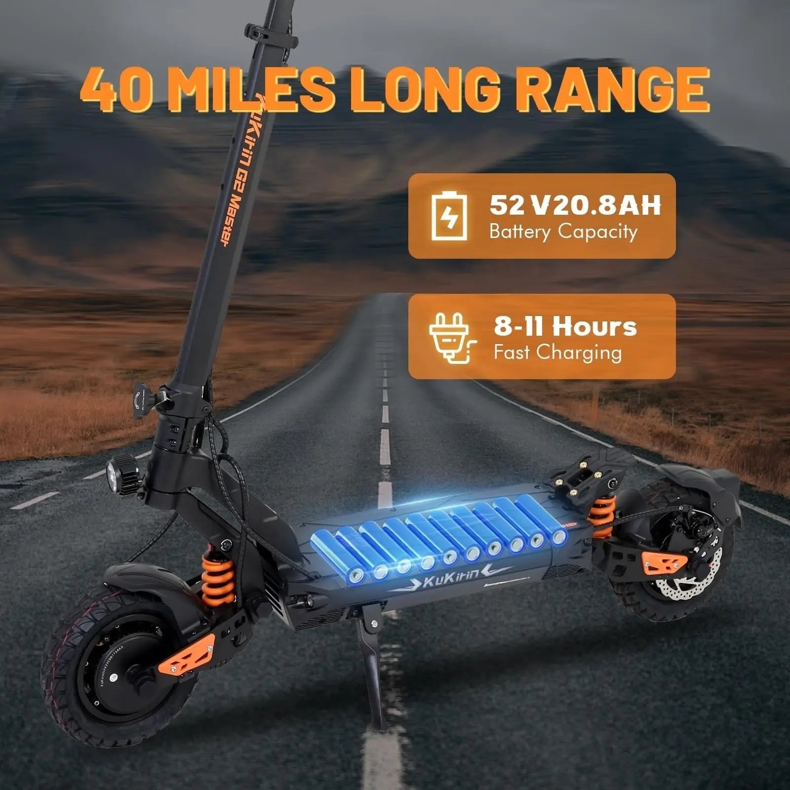 Kukirin G2 Master Electric Scooter for Adult 1000W*2 Dual Motor 52V20.8Ah Battery 70KM 10‘’ Folding City Off-Road E-Scooter