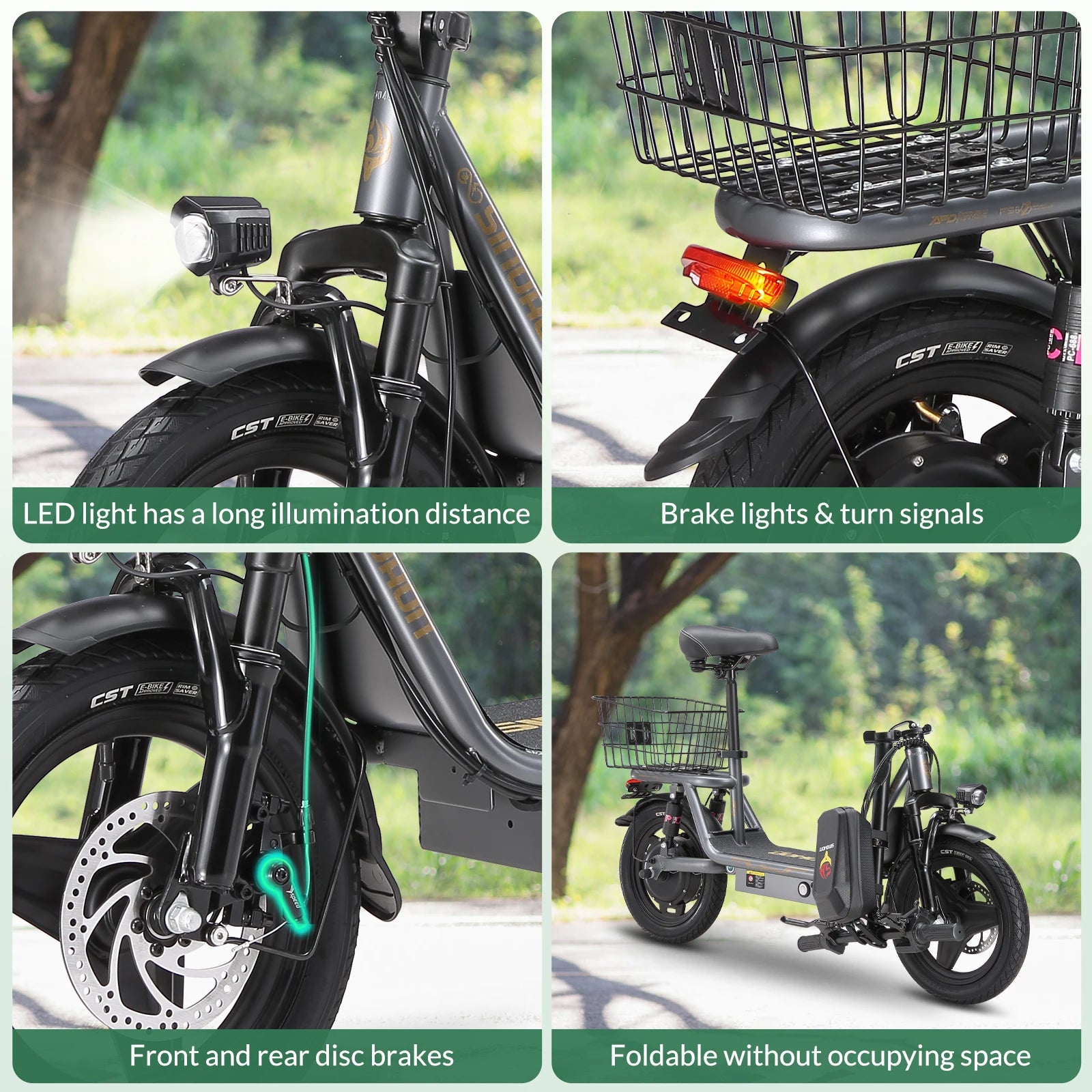 K14 Electric Scooter 500W Peak Motor, 14'' Tires,36V 15.6Ah Battery,32km/h Max Speed,50-60km Range,350W Rated Motor, Disc Brakes