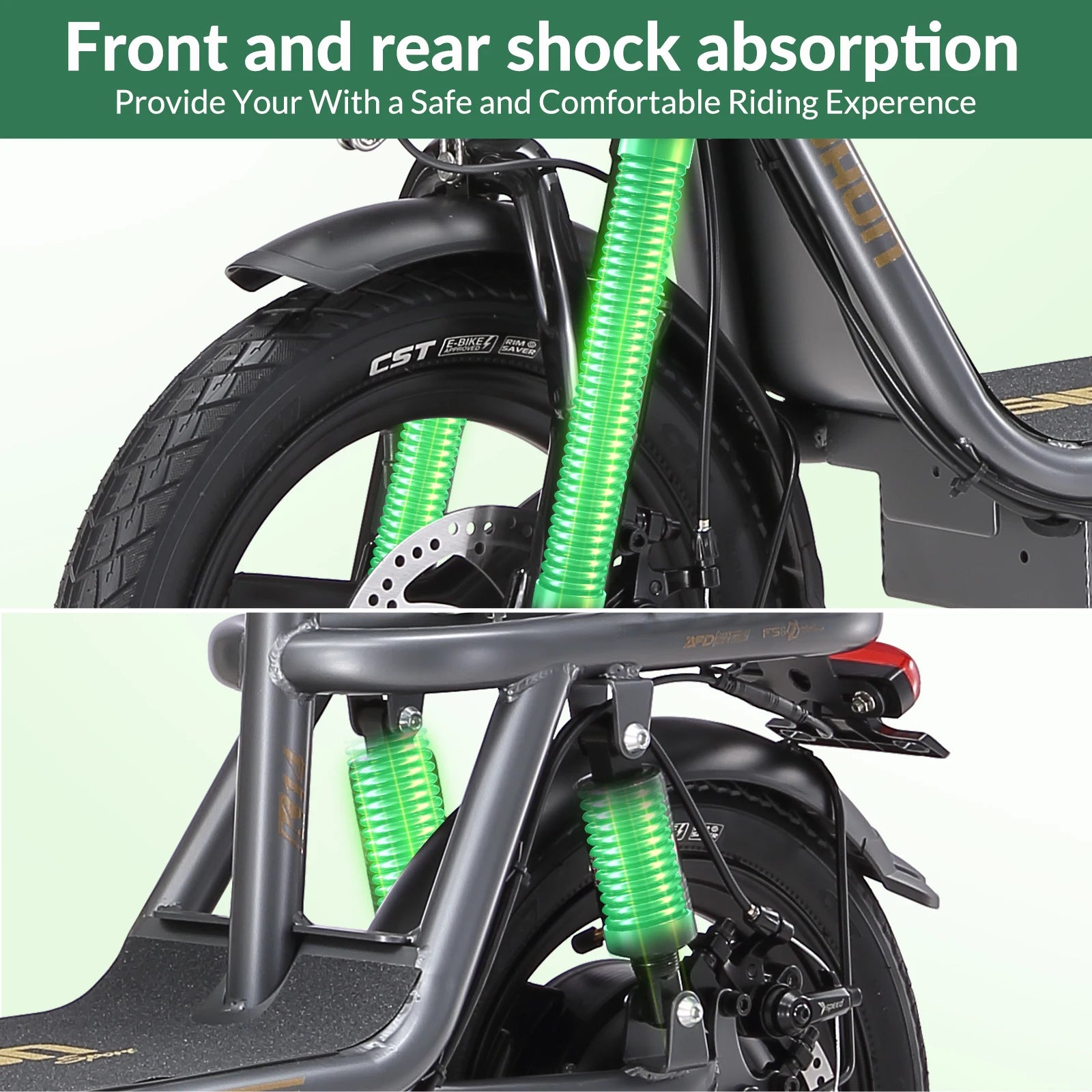 K14 Electric Scooter 500W Peak Motor, 14'' Tires,36V 15.6Ah Battery,32km/h Max Speed,50-60km Range,350W Rated Motor, Disc Brakes