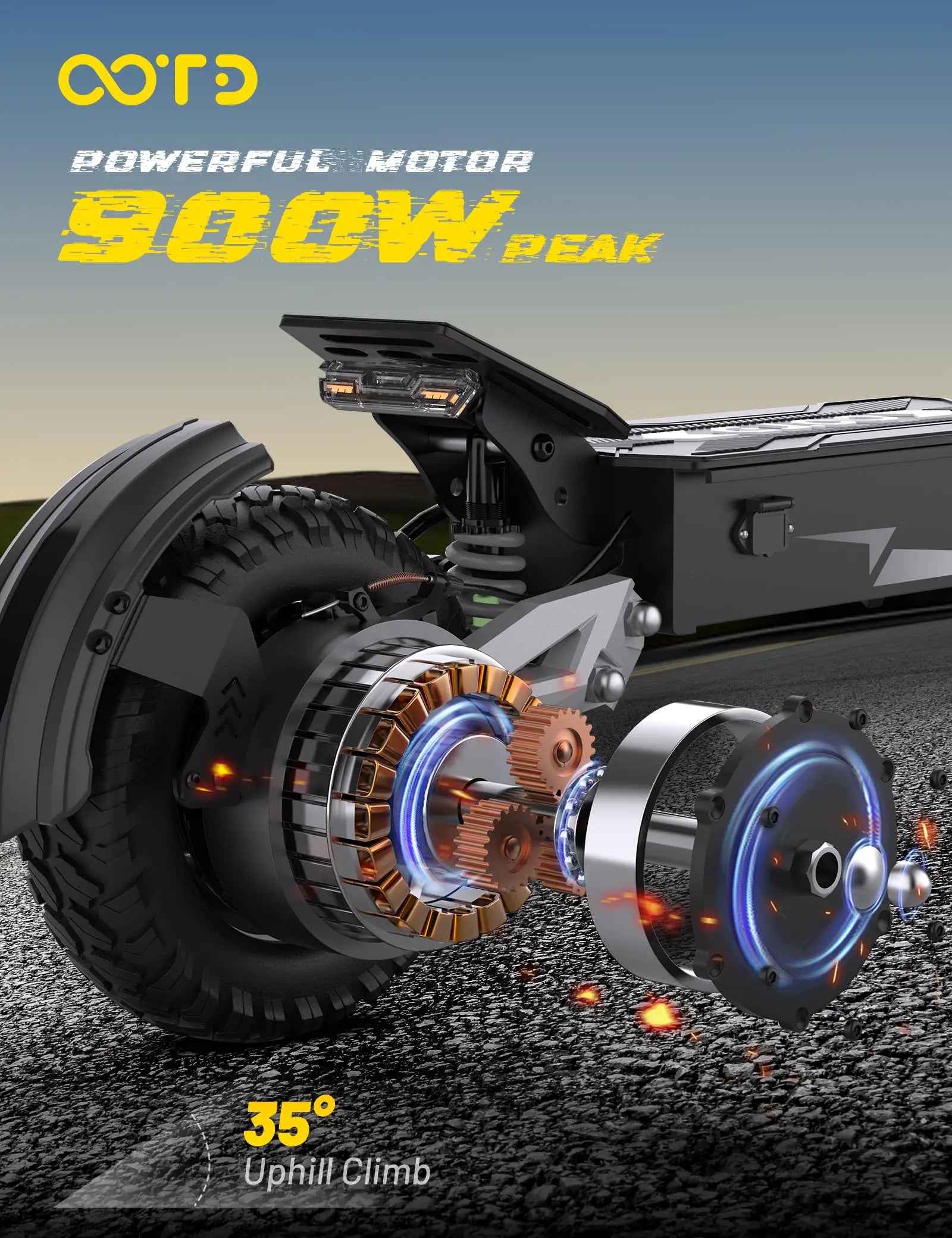 OOTD T10 900W Peak Motor E-Scooter 48V18Ah Battery Front and Rear Disc Brakes Electric Scooter 11-inch tires Scooters Electric