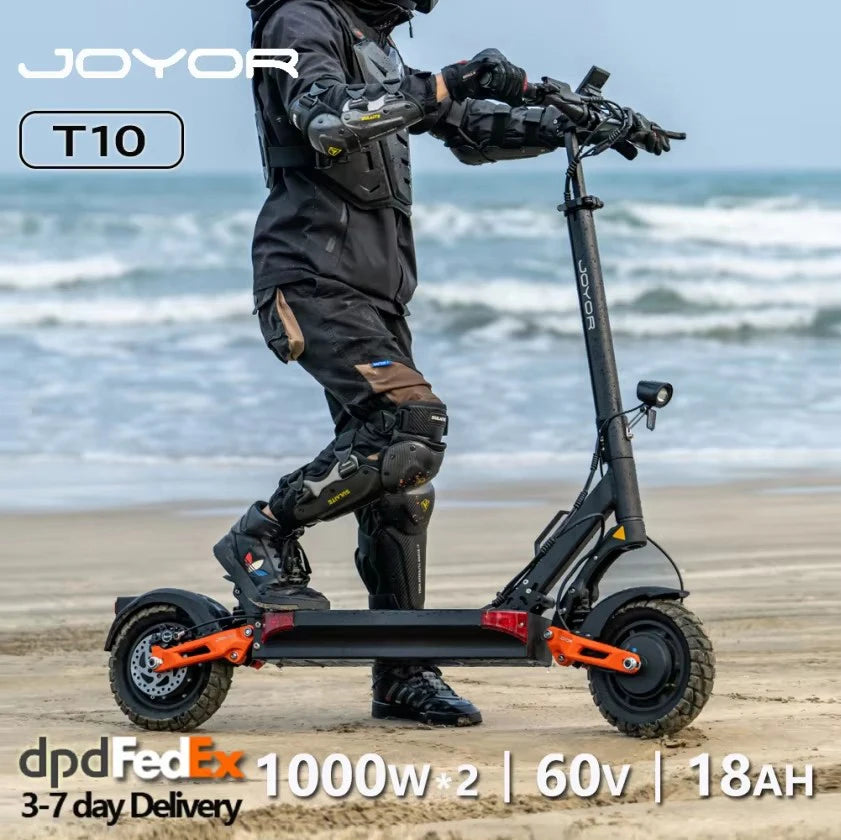 JOYOR T10 Folding Electric Scooter, Dual 1000W Motor, 10 inch Off-road Adults E-scooter with 60V 18Ah Battery
