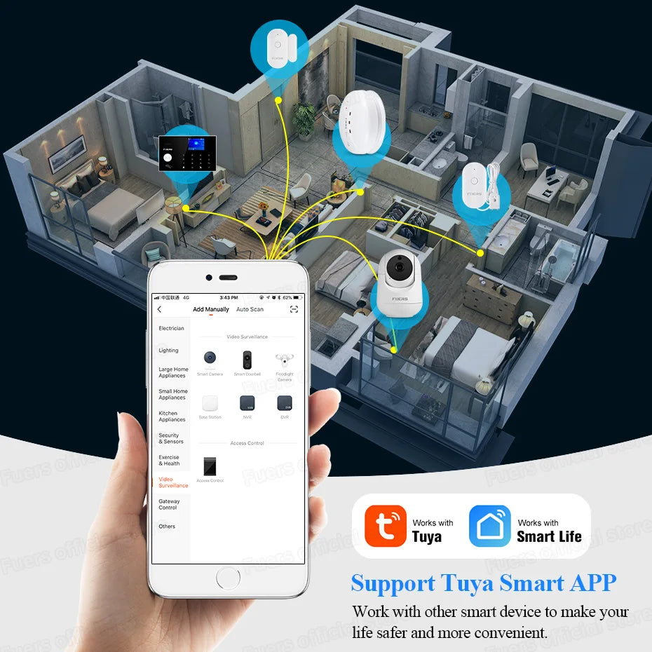 Fuers 4K 8MP Tuya Smart Wifi Camera Automatic Tracking AI Human Detection Surveillance Wireless IP Camera Security Protection